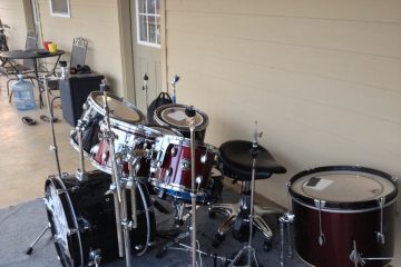 drum set outside the house