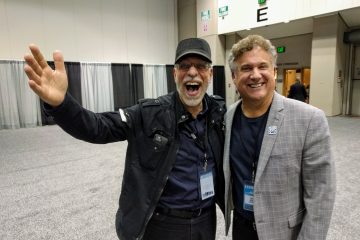 Dom Famularo and Alfred Music's Dave Black at PASIC 2017. Photo by Nicolas Grizzle